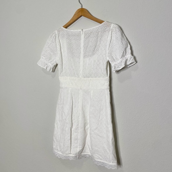 REVOLVE Lovers + Friends Rickie Puff Sleeve Eyelet Mini Dress in White - Picture 5 of 9